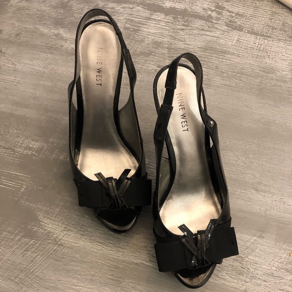 Nine West Black patent Platform Heels , size 8,5 - Picture 3 of 8
